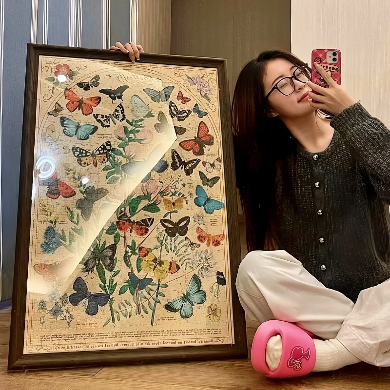 《蝶语》木质拼图顺丰包邮拼图积木拼豆小众藏了很久的蓝拼图正版
