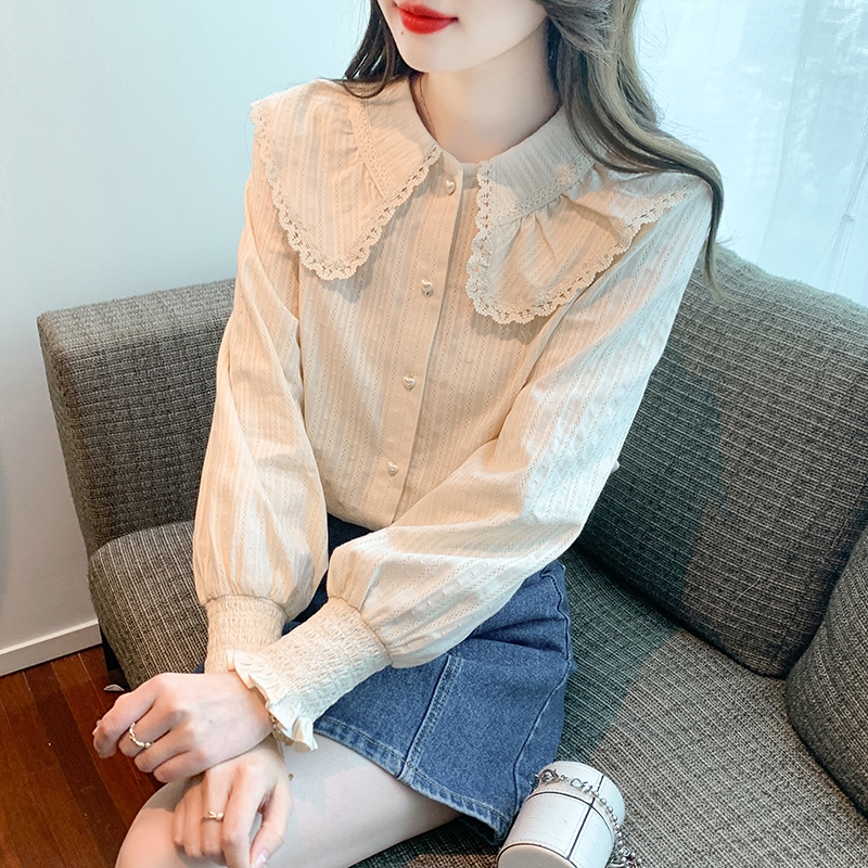 法式娃娃领长袖衬衫女秋季2025年秋装新款设计感气质减龄小众上衣