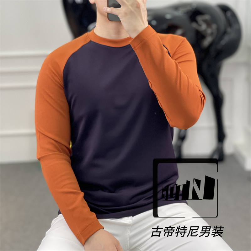 <古帝特尼>秋冬新款男士潮流欧货时尚百搭莫代尔圆领T恤Z+2118