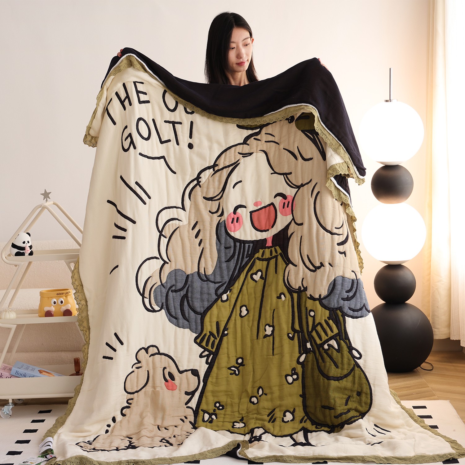 十层精梳棉泡芙被纯棉四季通用超柔卡通盖毯成人家用纯棉毛巾被子