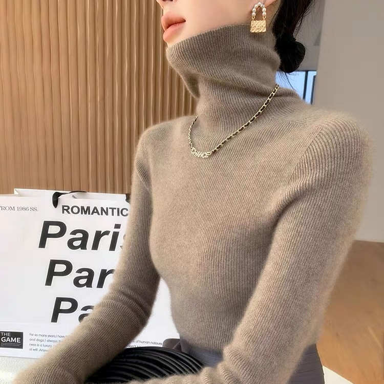 鄂尔都市牧王羊绒衫女无缝一线成衣修身高领保暖毛衣显瘦打底衫冬