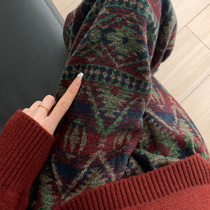 毛呢红色民族风阔腿裤女2025新款秋冬针织小众高腰慵懒窄版毛呢裤