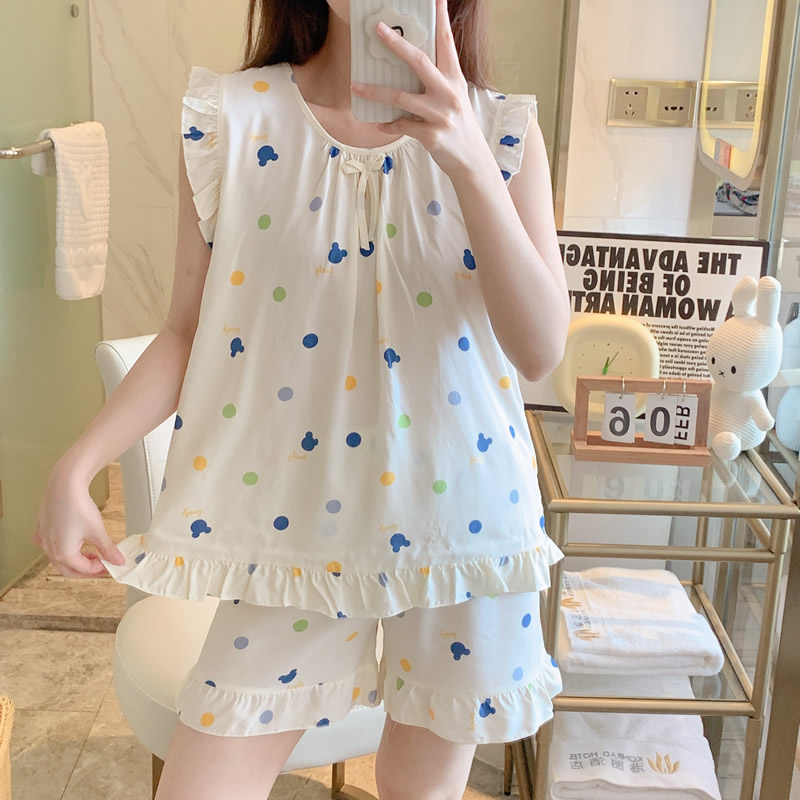 2025新款夏季短袖棉绸薄款透气青年女士短裤家居服两件套可外穿