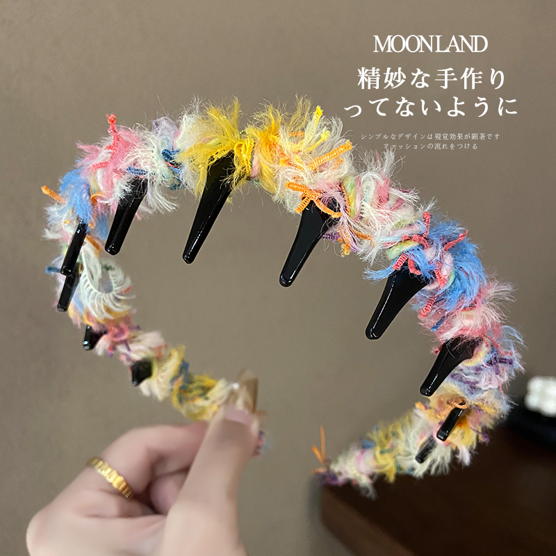 彩色秋冬新款大波浪长齿发箍高颅顶蓬松洗脸压发头箍发卡发捆头饰