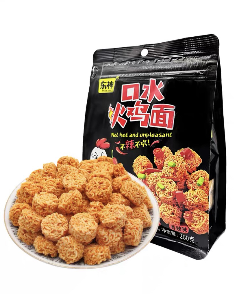 东神袋装口水面香辣火鸡面260g/袋拉面丸子干吃面浓郁休闲零食