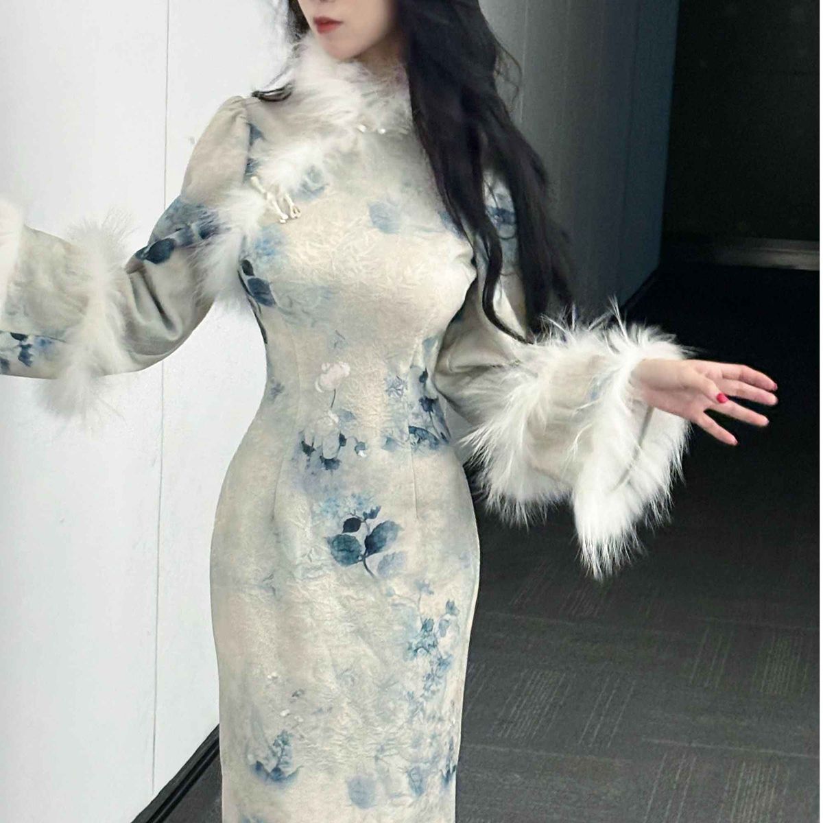 【晚香玉】2025新款新中式国风秋冬厚款倒大袖改良旗袍温柔文艺范