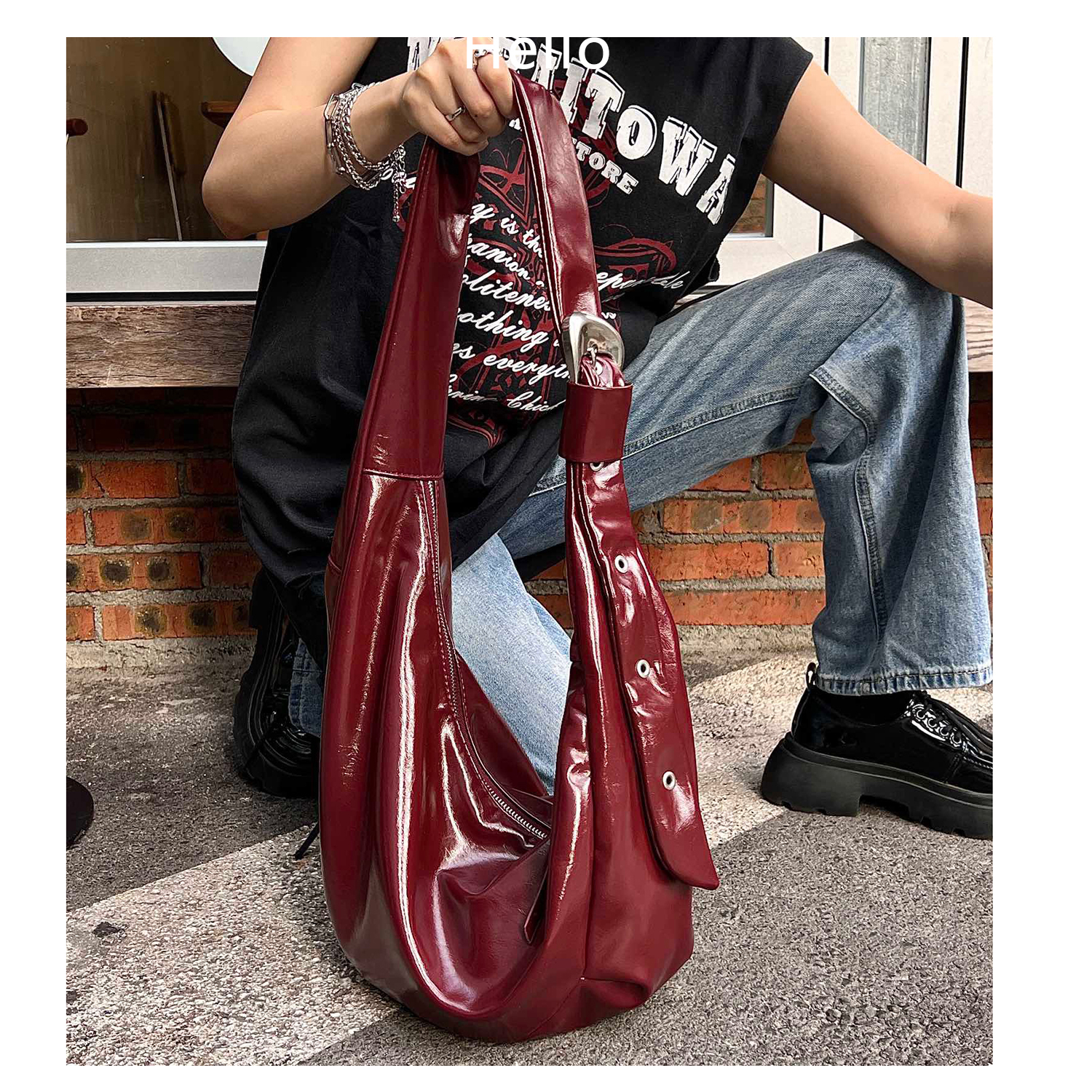 HELLO小众设计慵懒饺子包包女2025新款大容量质感复古单肩斜挎包