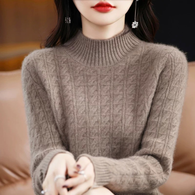 品牌高级感加厚羊绒毛衣女百搭羊绒2024秋冬半高领羊毛针织打底衫