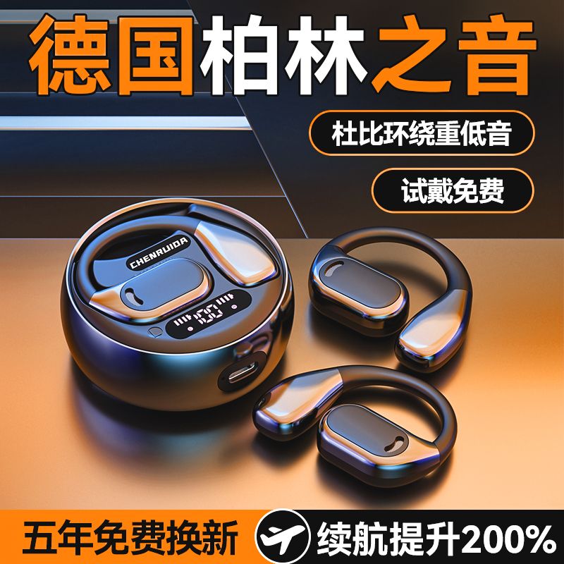 柏林之声2025新款开放式真无线蓝牙耳机超长续航挂耳降噪男女通用