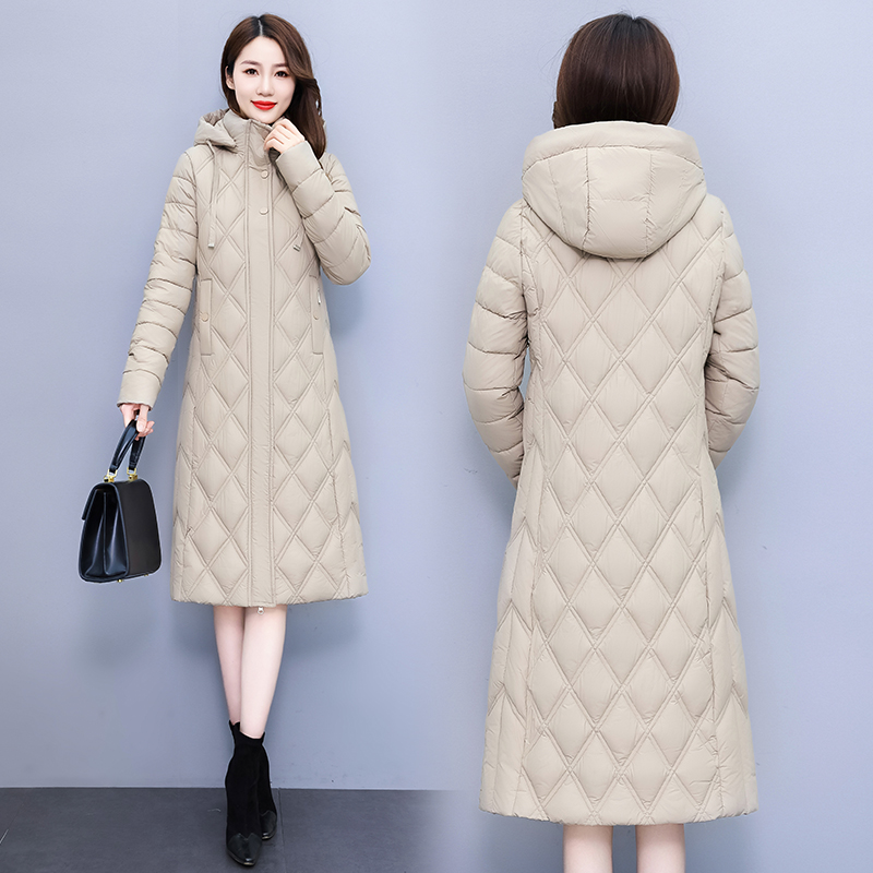 2025新款棉衣女长款帽子可拆卸棉服女修身显瘦棉衣大码冬季过膝