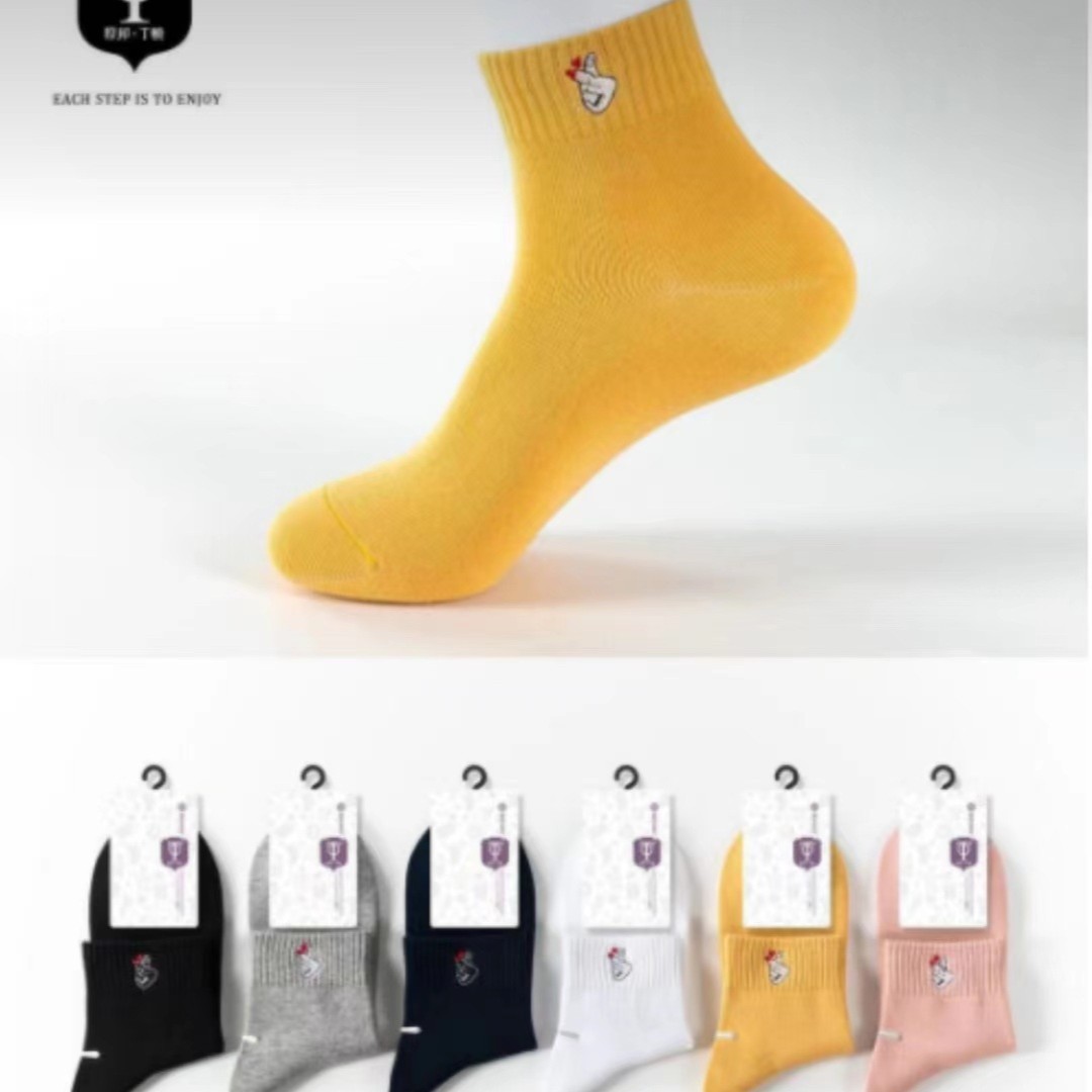 6662#原邦丁顿女士加厚精梳棉防臭比心长袜6双 35-40码