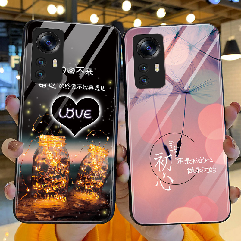 小米红米k50至尊版手机壳新款Redmi简约LOVE玻璃壳K50Ultra硅胶软