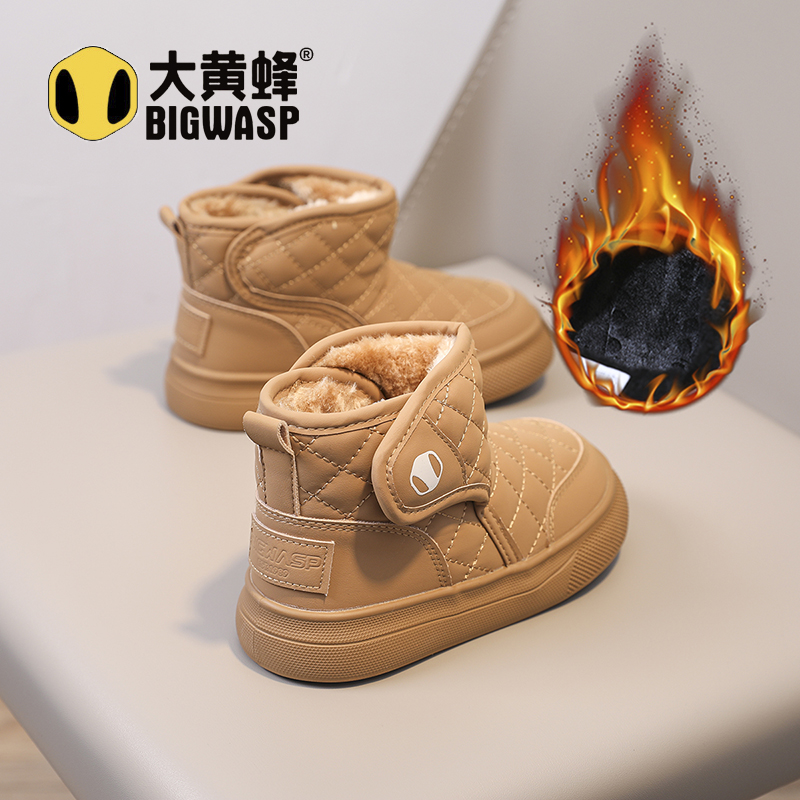大黄蜂童鞋儿童棉鞋2025冬季新款女童雪地靴中大童加厚男童加绒鞋
