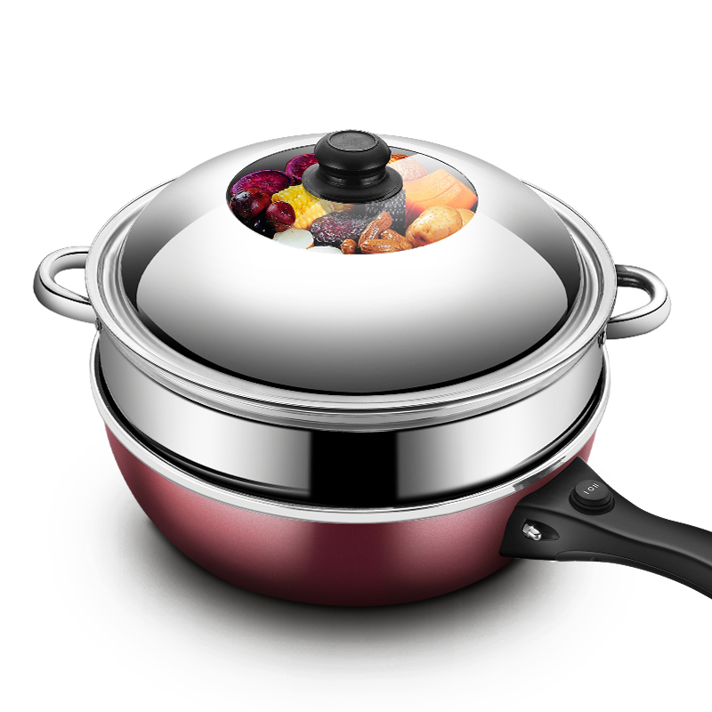 易欣家用插电一体式宿舍麦饭石不粘锅大容量蒸煮