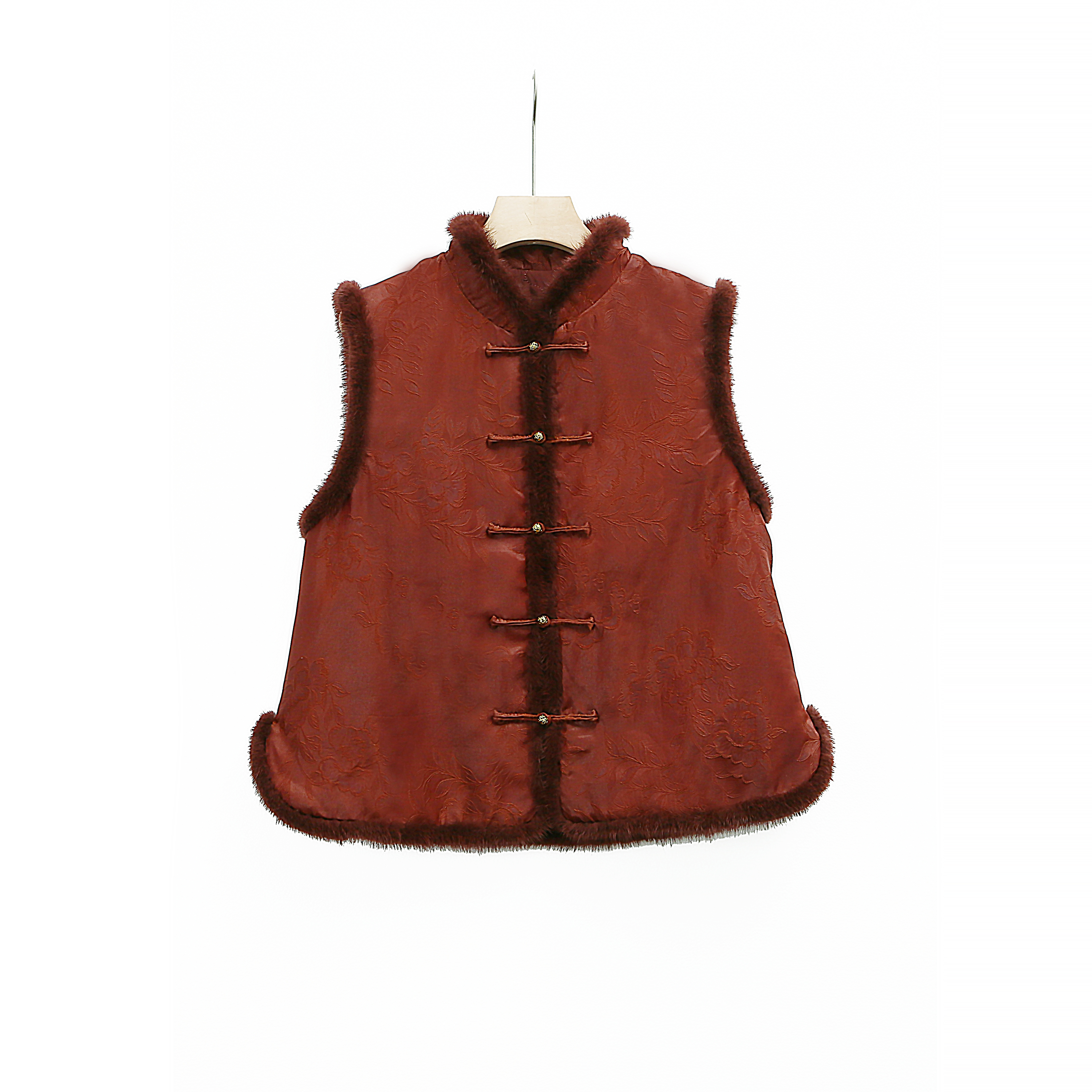 【澜亭絮絮】香云纱重缎提花夹棉马甲LT160