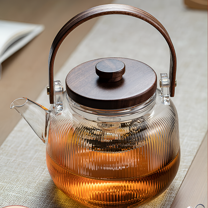 新款玻璃蒸煮茶壶耐高温烧水壶提梁围炉煮茶器电陶炉茶具套装