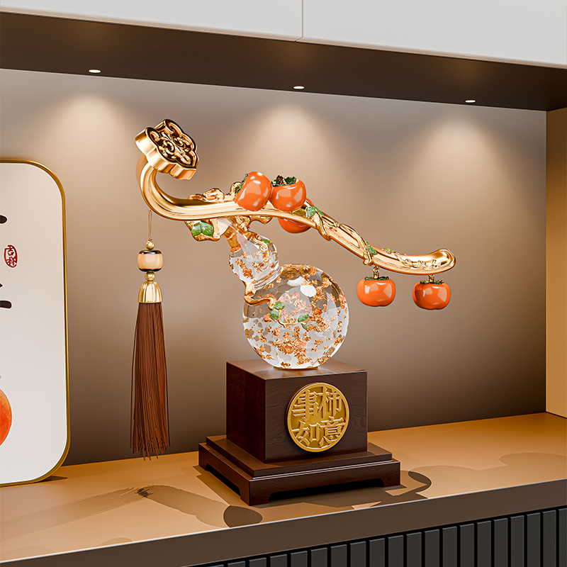 贝汉美水晶葫芦摆件客厅装饰品酒柜电视柜书房轻奢高档工艺品礼物