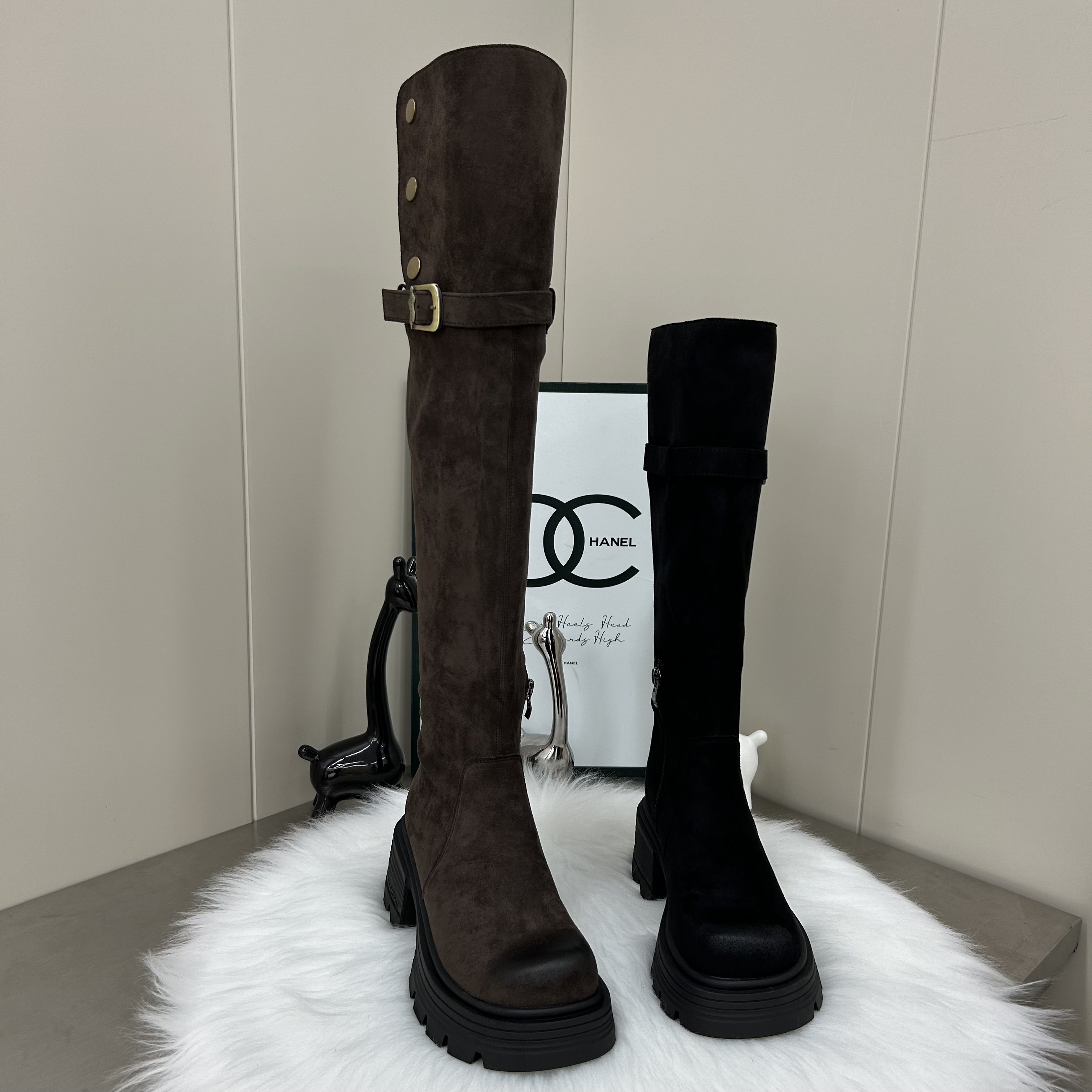 2024冬季加绒过膝靴欧美长筒靴女两穿厚底增高高筒靴二棉女瘦瘦靴