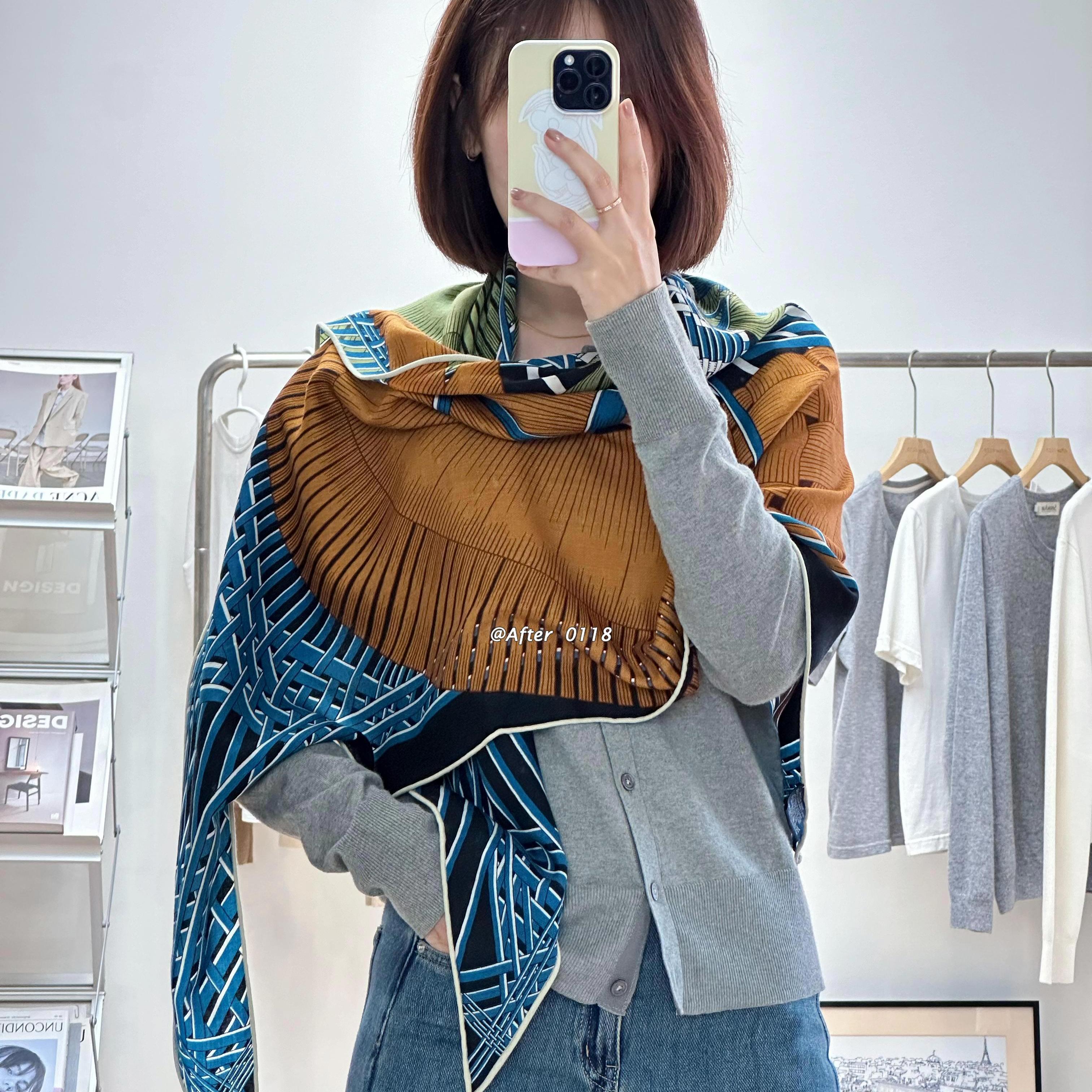 After【两马织情】双面同色气质桑蚕丝真丝羊毛丝巾三角巾