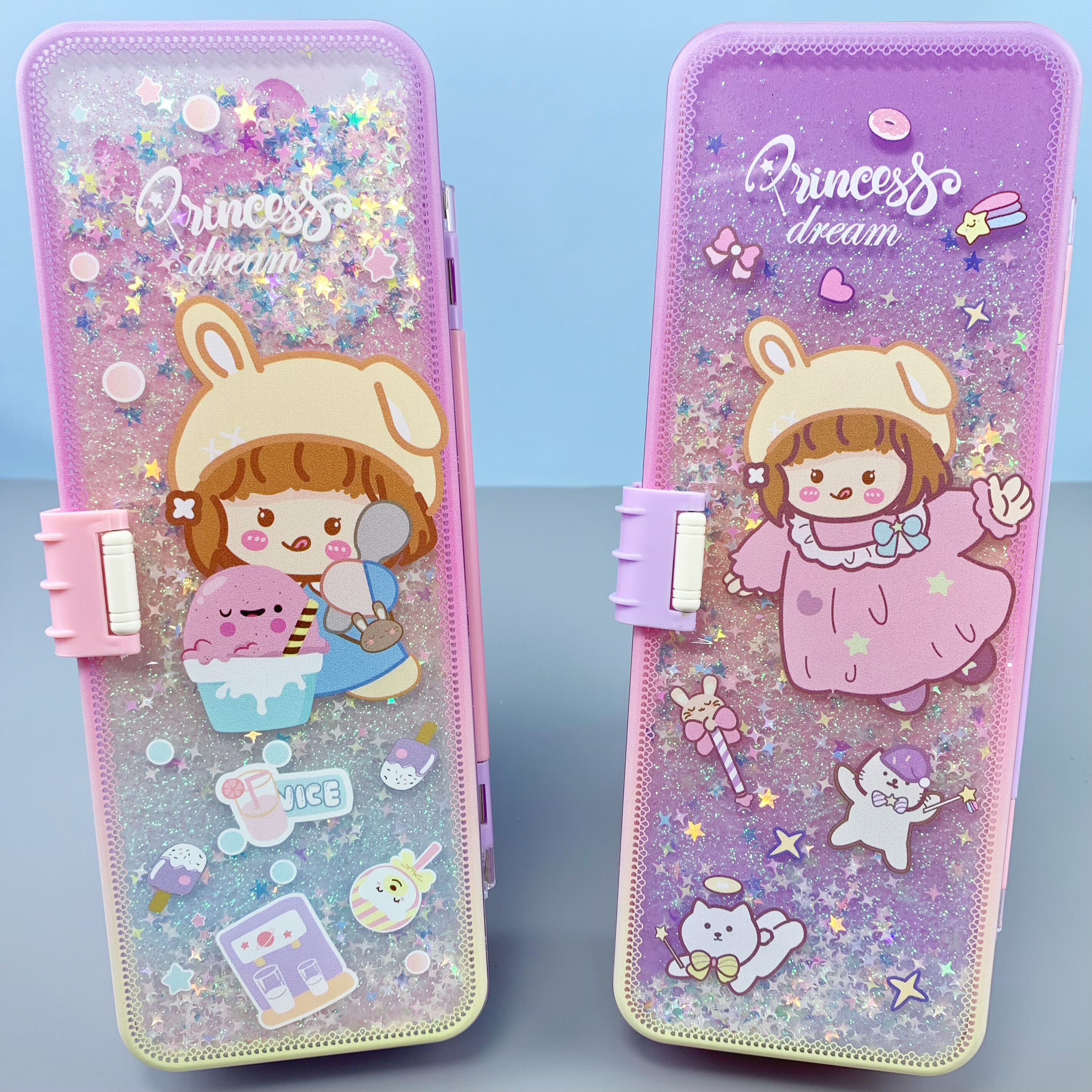 儿童流沙文具盒男女孩学生防水耐脏大容量可爱铅笔盒