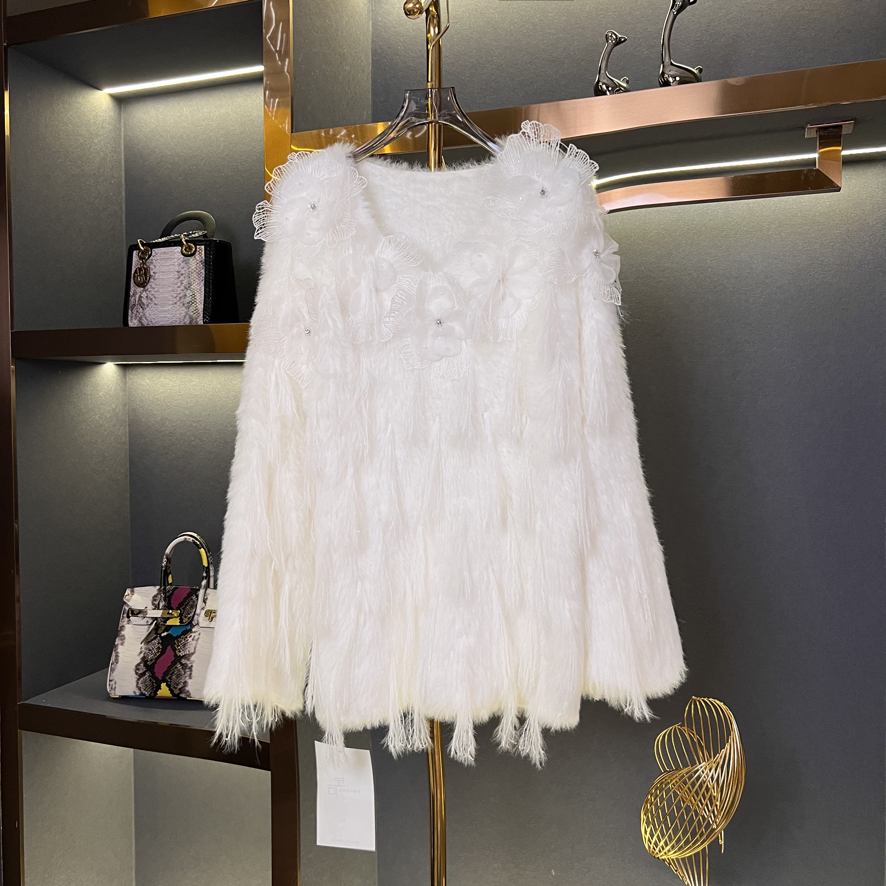 【CP专属】钉珠轻奢名媛风流苏拼接手工提花针织毛衣24100510