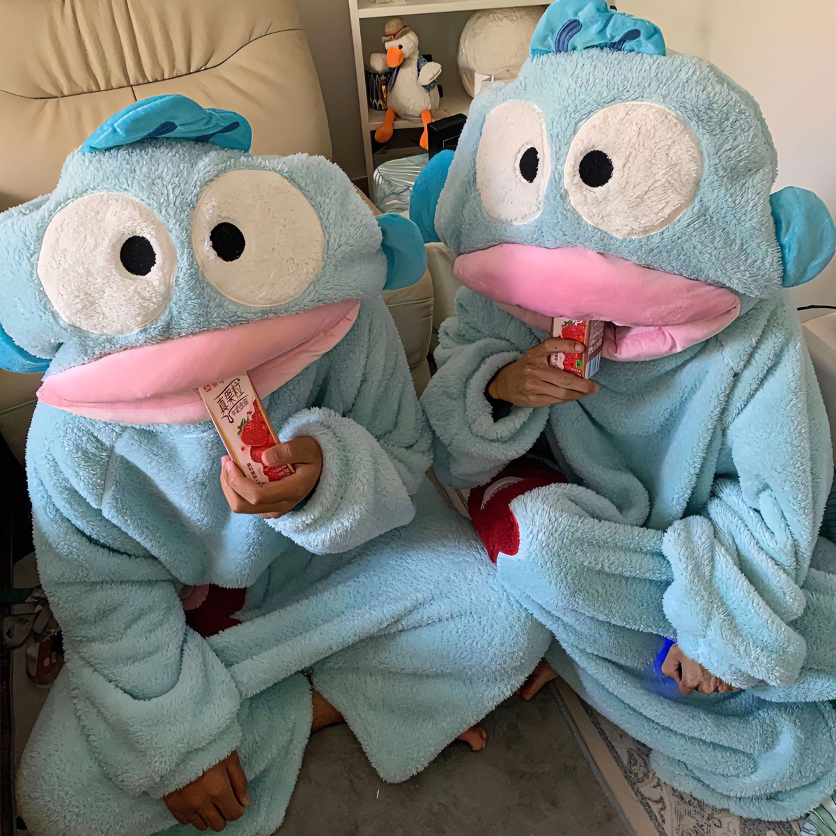 【丑鱼睡衣】冬季沙雕连体珊瑚绒睡衣女加厚一体式睡袍家居服可外穿