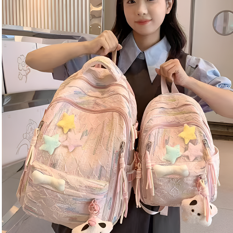 高颜值书包女小清新韩版森系大容量背包高中小学生时尚轻便双肩包