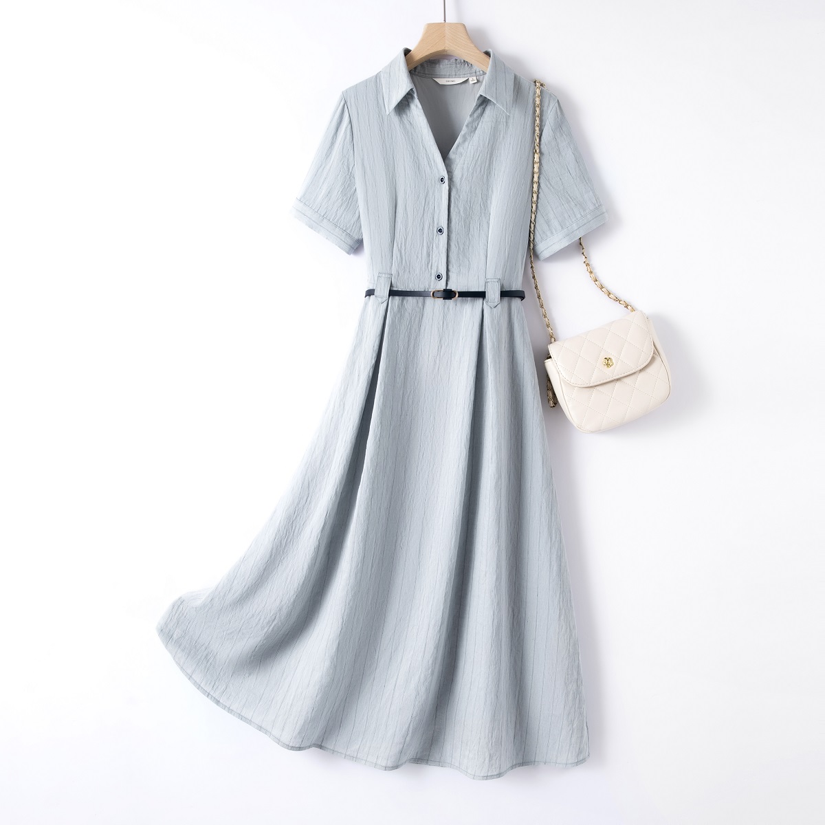 IHIMI/海谧【清风】25夏新款气质时尚裙子衬衫中长款女装宽松连衣裙