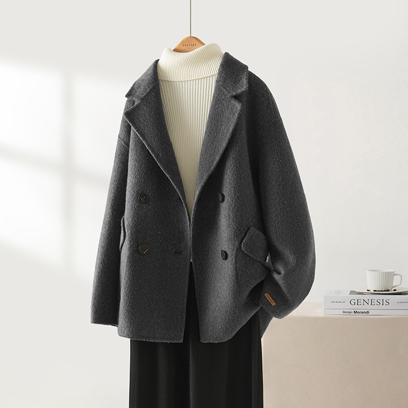 IHIMI/海谧【旧金山】24冬新款简约保暖百搭手工双面呢绵羊毛大衣女
