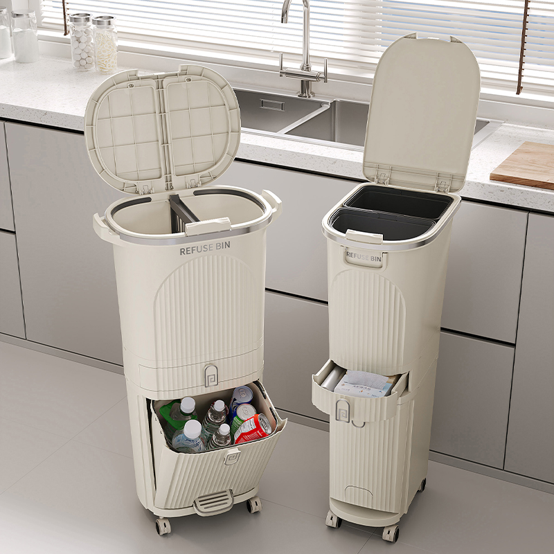 分类垃圾桶家用2024新款厨房专用桶高款大号大容量免弯腰干湿分离