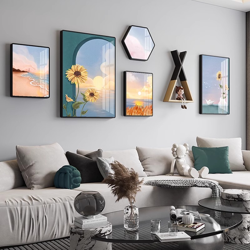 新款轻奢客厅装饰画沙发背景墙壁画现代简约北欧大气高档挂画组合
