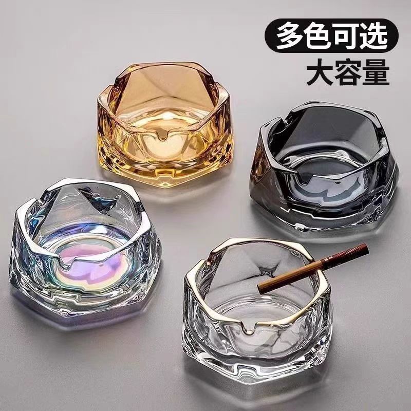 水晶烟灰缸ins高颜值客厅茶几透明玻璃碗办公室酒店烟缸现代简约