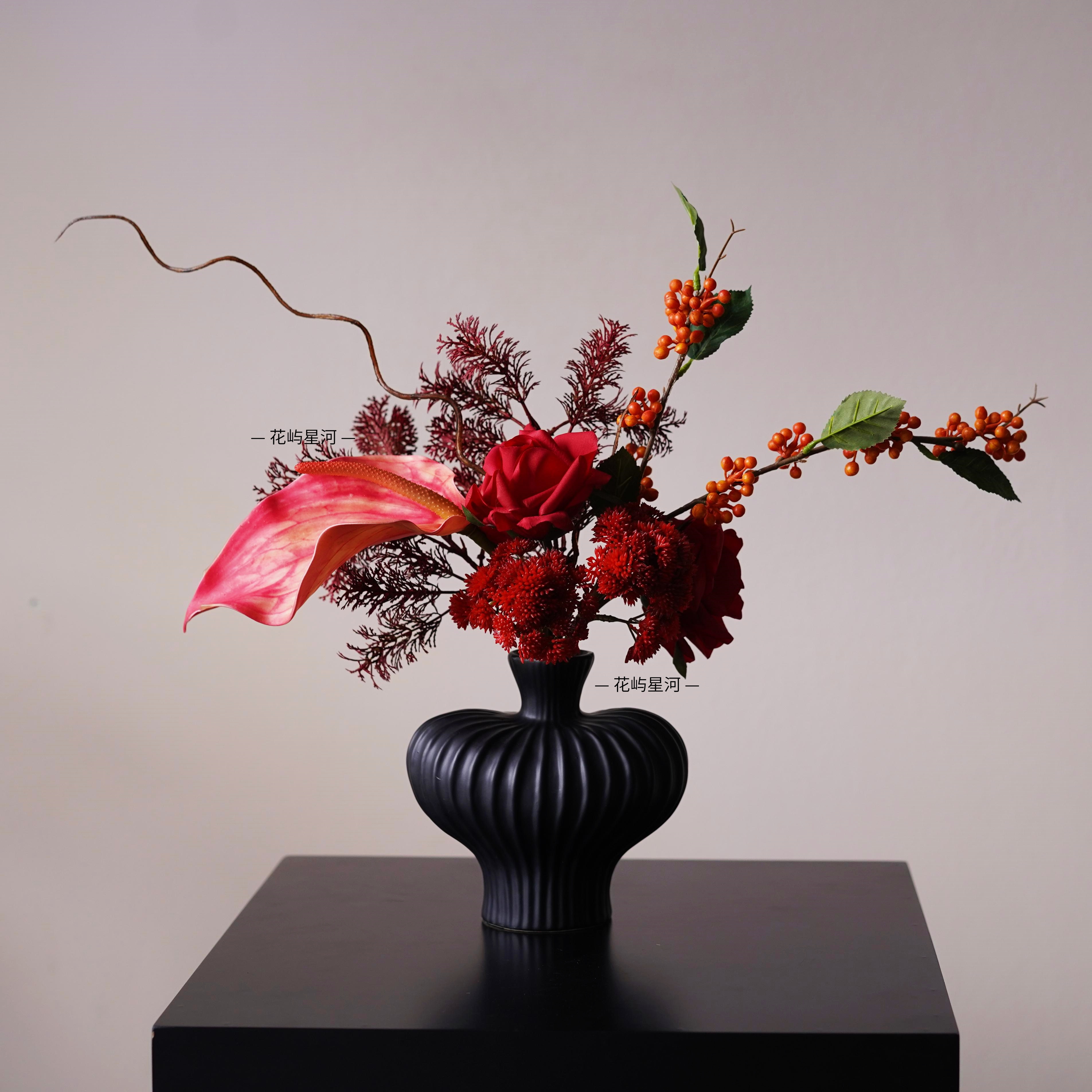 花屿星河|原创设计侘寂风仿真花艺家居摆件手感保湿新款餐桌花高