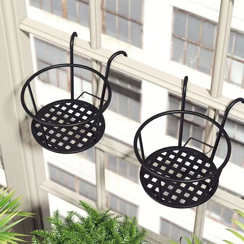 铁艺栏杆护栏阳台花架悬挂式花盆架绿萝多肉吊篮架花架子置物B371