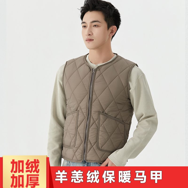 马甲男装内穿加厚加绒羽绒棉中老年保暖修身内穿坎肩短款羽绒棉服