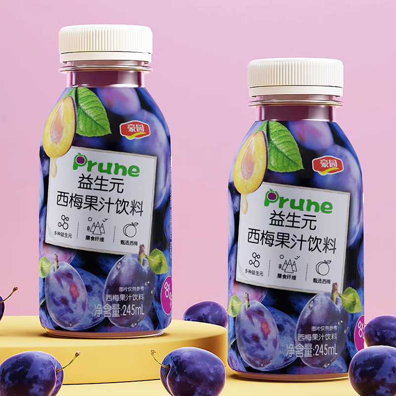 豪园 益生元西梅汁果汁饮料膳食纤维果饮245ml*10瓶整箱甄选罐装