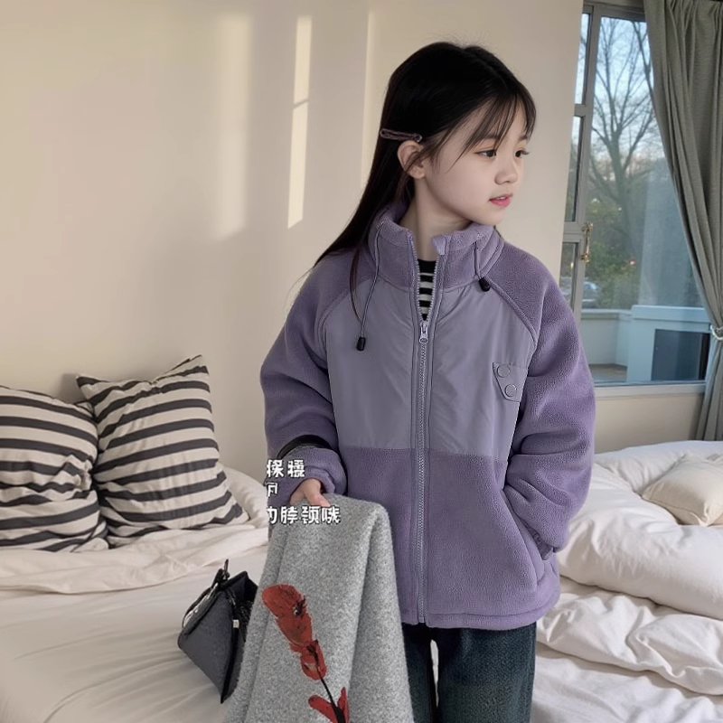 女童外套秋冬装儿童奥利绒毛毛衣新款女孩冬季加绒加厚上衣童装潮