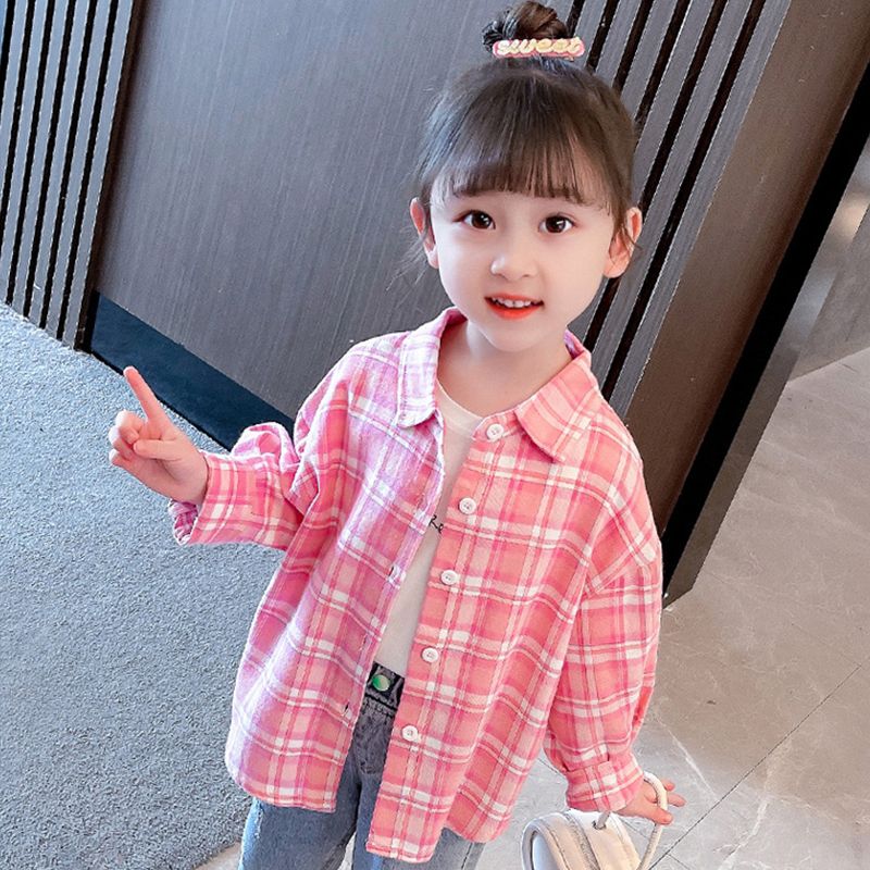 【热推爆款】女童格子衬衫春秋新款长袖洋气秋季宝宝中小儿童女宝