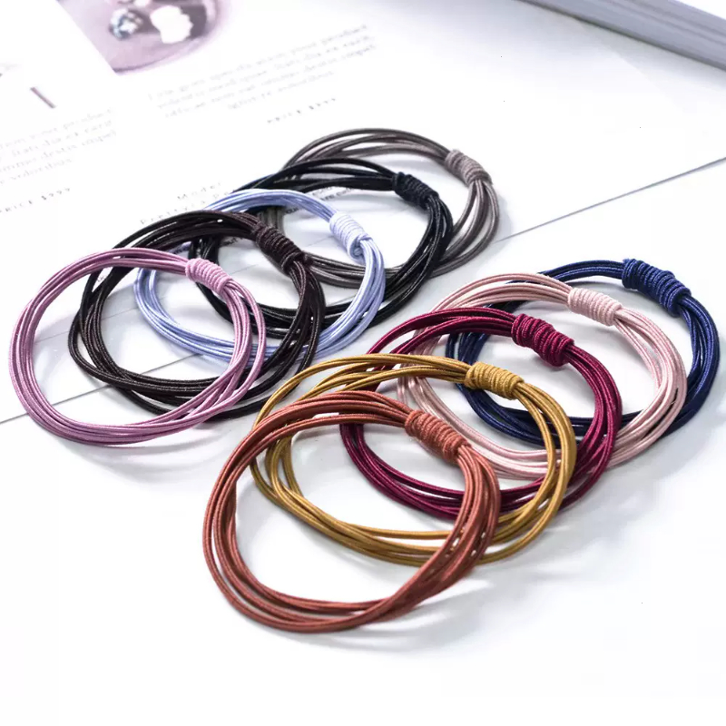 四合一耐用打结韩版发绳发圈简约基础黑皮筋扎头发皮筋头绳百搭