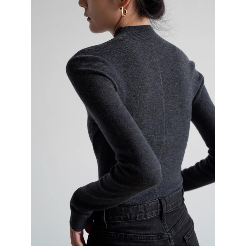 ZENZAM正在原创设计 秋冬新款半高领小众设计师羊毛混纺打底上衣