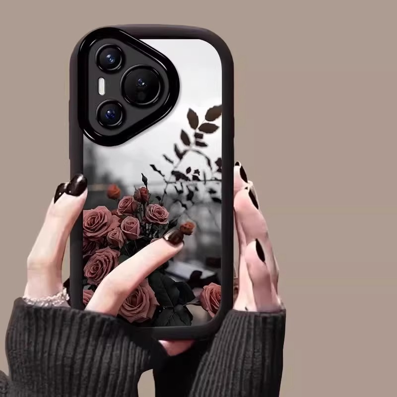 适用华为Pura80pro+手机壳复古玫瑰花p70保护壳80ultra防摔硅胶