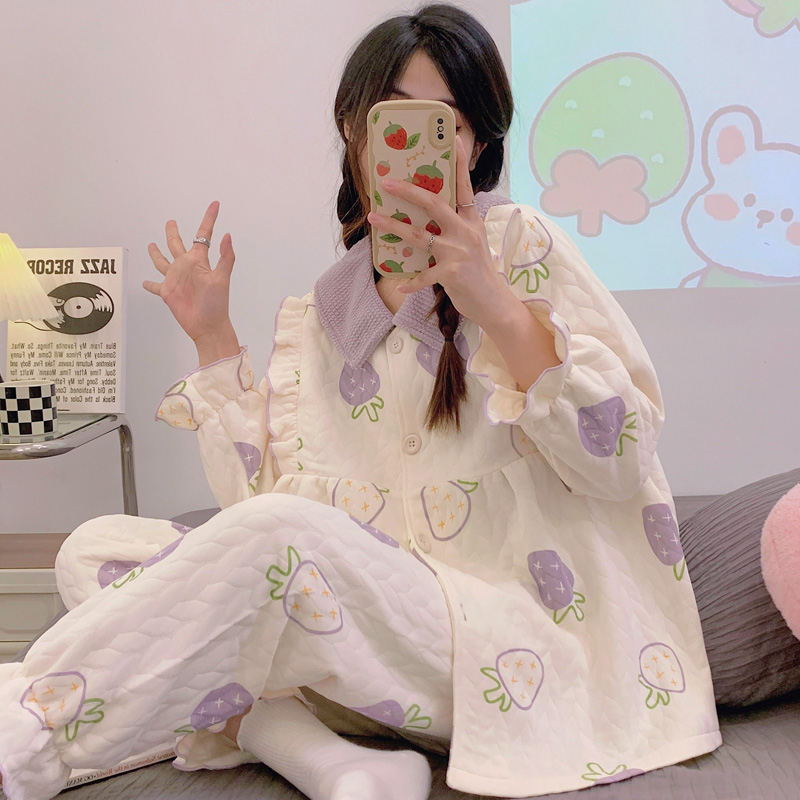 空气棉月子服产后春秋冬款加厚棉保暖产妇孕妇睡衣哺乳装怀孕期