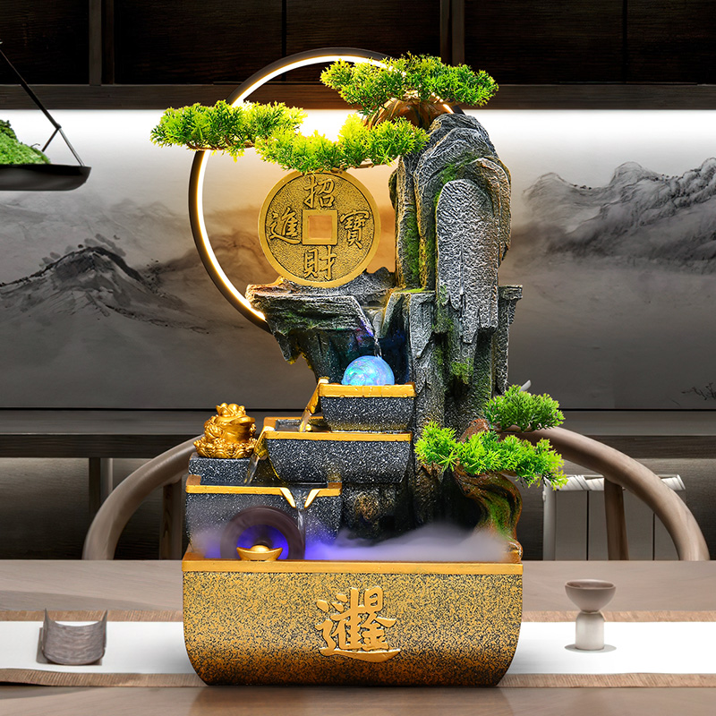 假山风水轮喷泉循环水流水摆件办公室客厅桌面装饰开业乔迁礼品