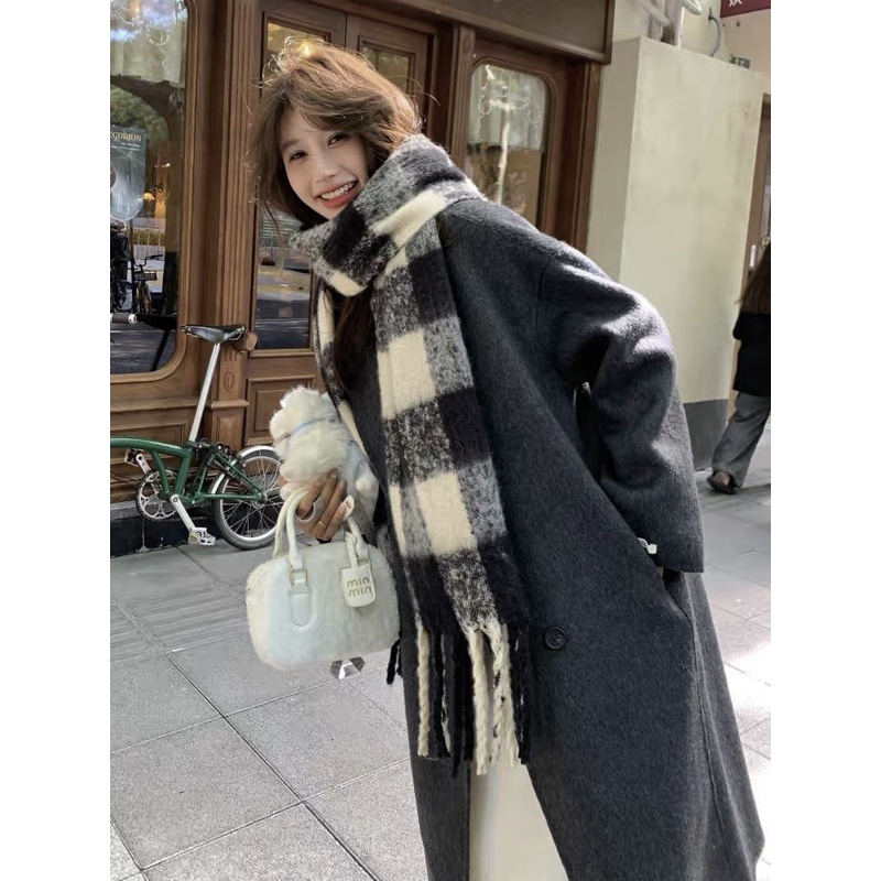 正肩双面呢大衣韩版潮流气质中长款外套089