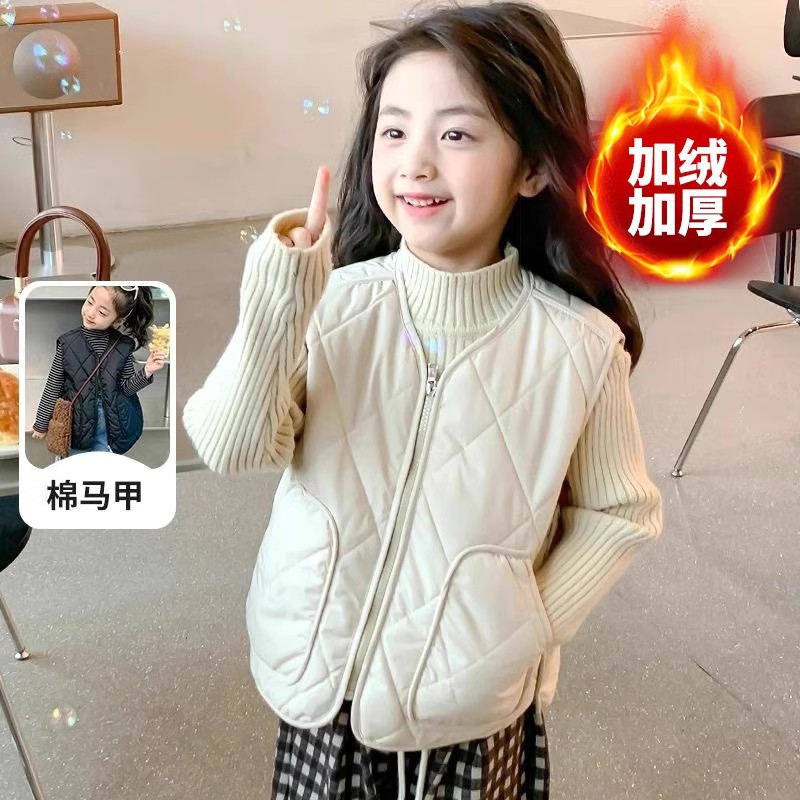 秋冬新款儿童校服马甲男女童加绒坎肩中大童内外穿保暖背心韩版