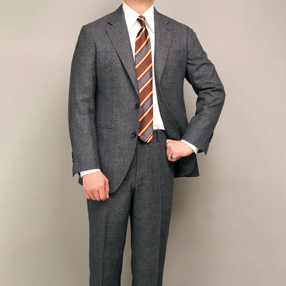 【意大利VBC面料】灰色法兰绒高级西装套装男士高档西服绅装