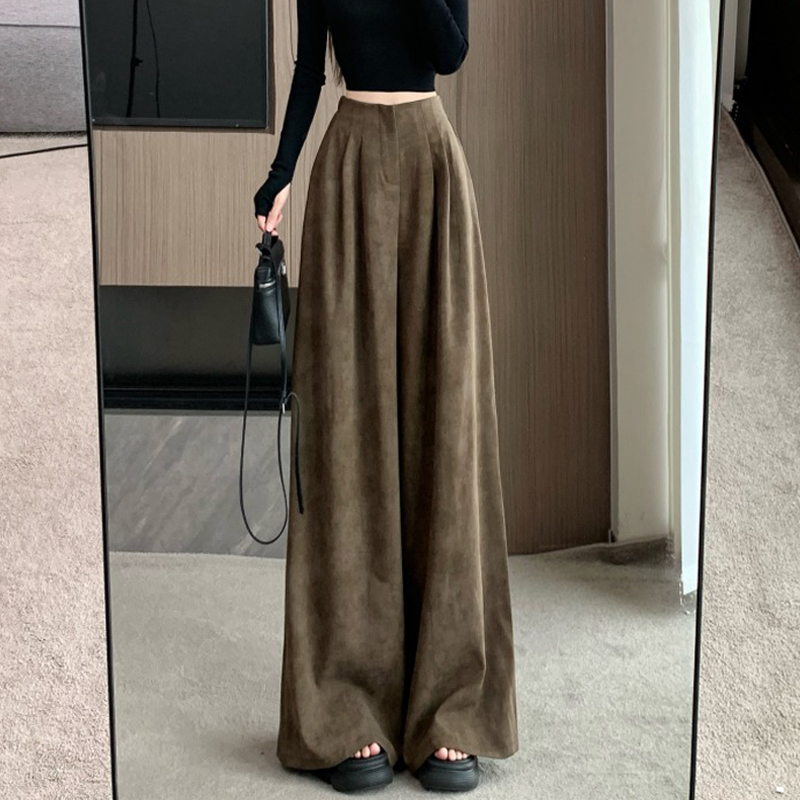 美式复古辣妹扎染西装裤女秋季爆款气质高腰显瘦垂感阔腿裤拖地裤