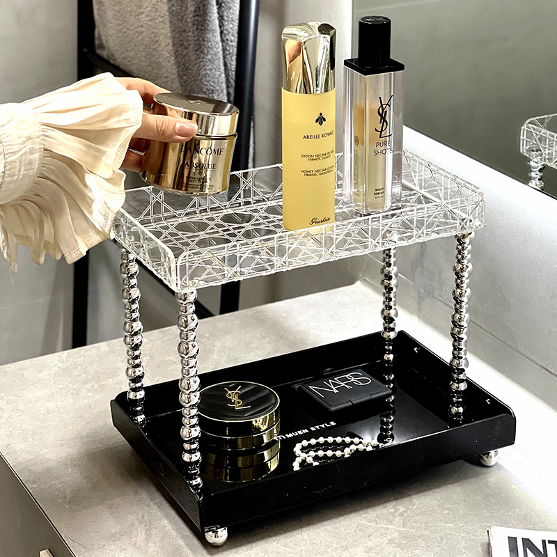 轻奢卫生间置物架浴室洗漱台面化妆品收纳盒洗手间亚克力收纳架子