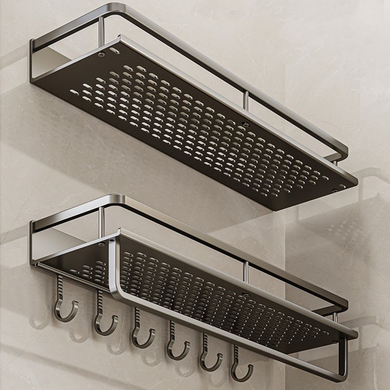 【新品上市】加宽卫生间置物架毛巾架卫生间免打孔单层灰色挂壁式