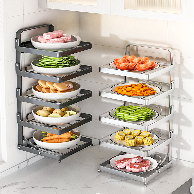 备菜置物架厨房多层菜盘架子可折叠配菜盘家用多功能壁挂放菜架子